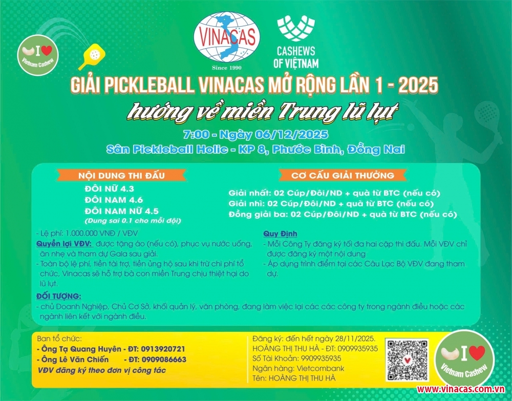 giai pickleball vinacas mo rong   huong ve mien trung ruot thit