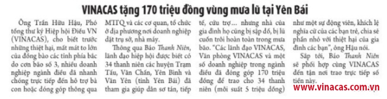 vinacas va cac doanh nghiep nganh dieu tang 170 trieu dong vung mua lu tai yen bai